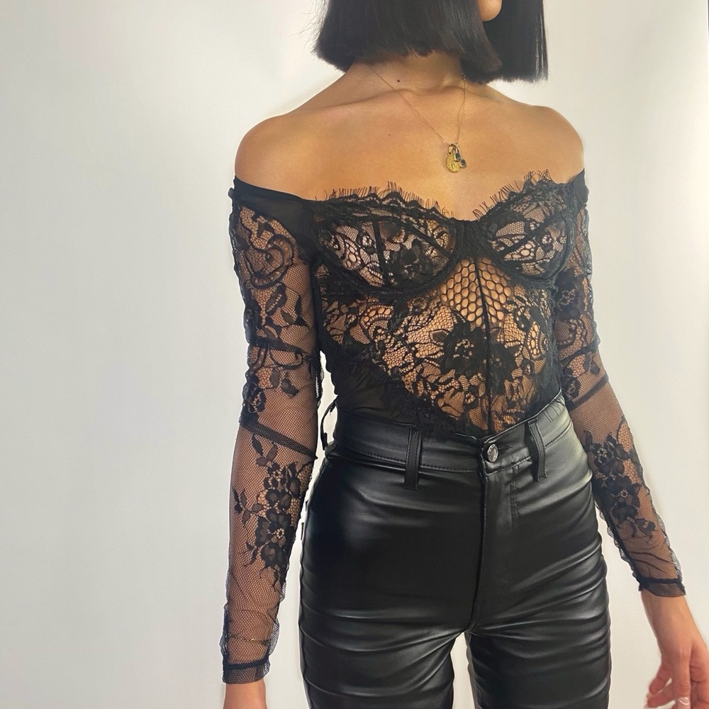 Lace long sleeve bodysuit